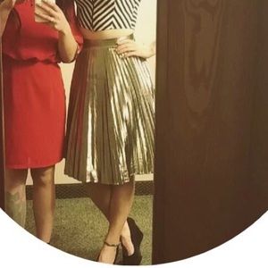 Gap Gold Pleated midi Skirt